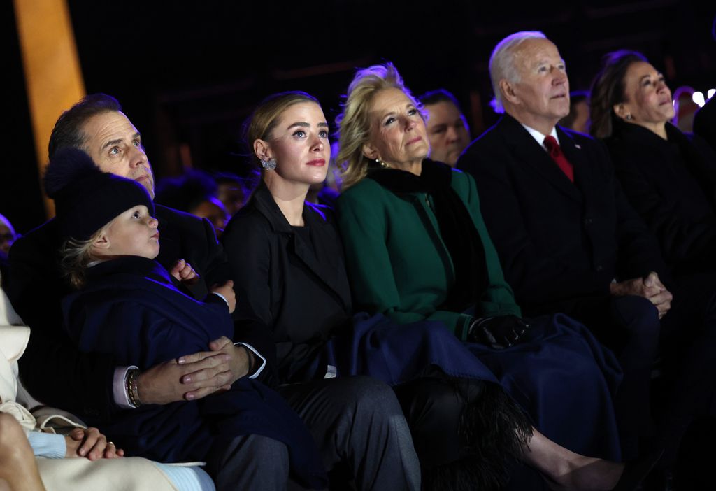 Hunter Biden, Beau Biden Jr, Naomi Biden, first lady Jill Biden, U.S. President Joe Biden, and Vice President Kamala Harris attend the National Christmas Tree lighting on the Ellipse on November 30, 2022 in Washington, DC