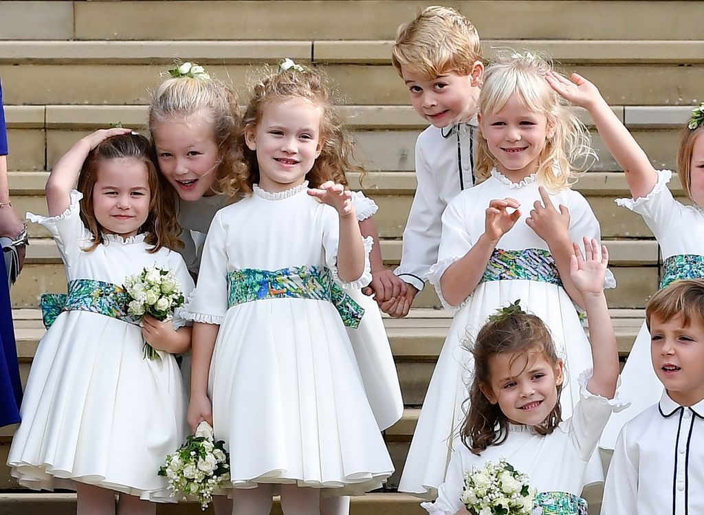 George as pageboy with bridesmaids