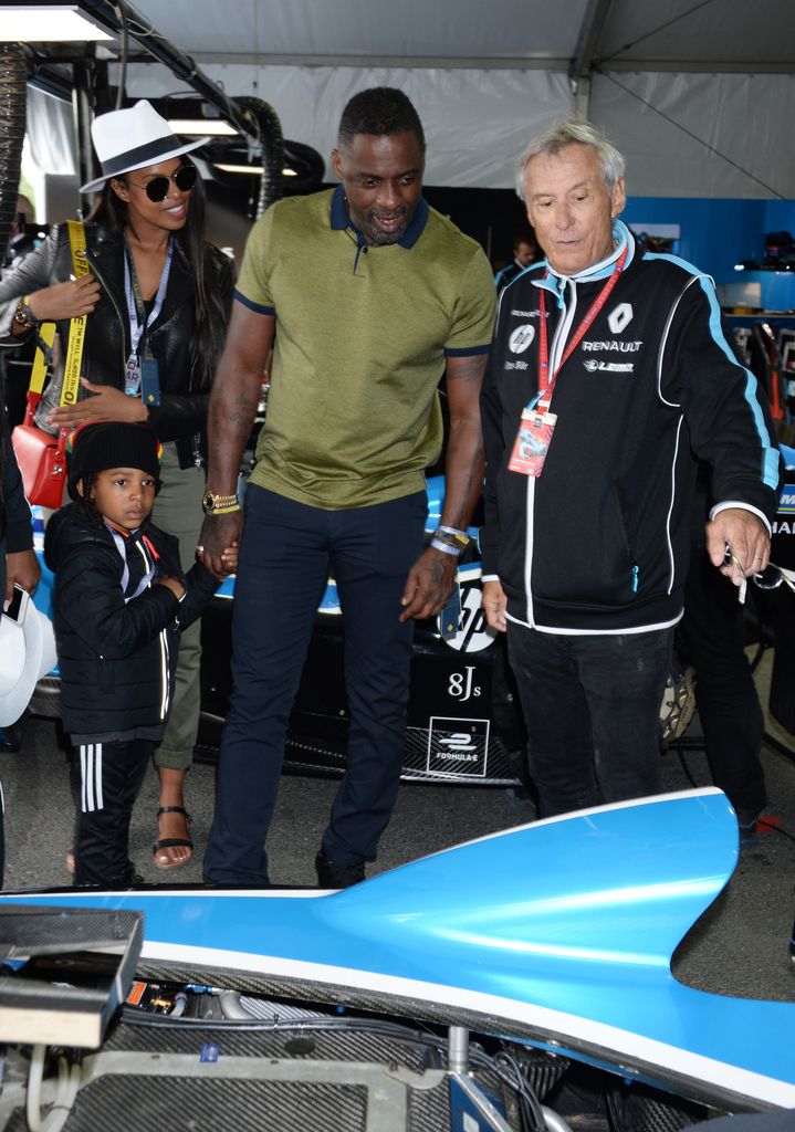 Idris Elba, Sabrina Dhowre and Winston Elba in a Renault garage