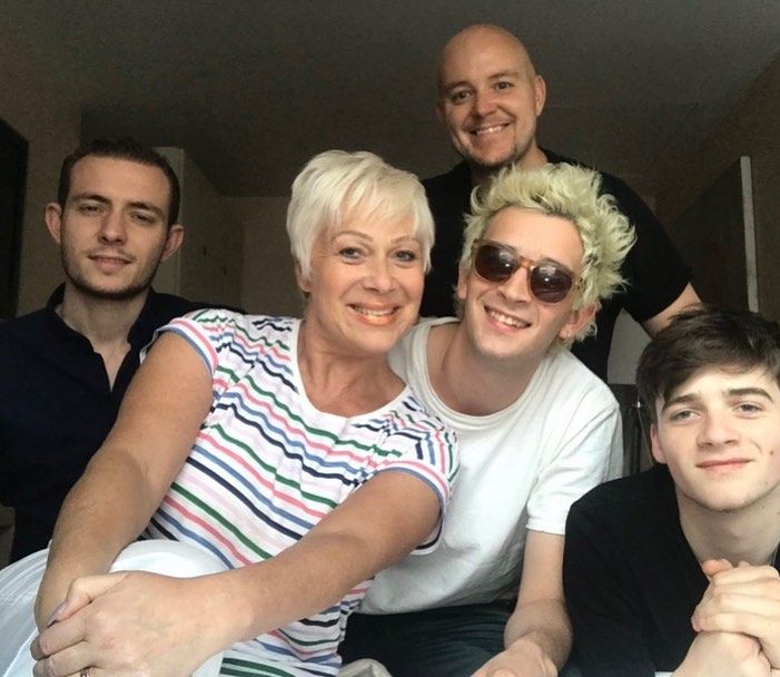 Denise Welch with Matty, Louise and her stepson and husband
