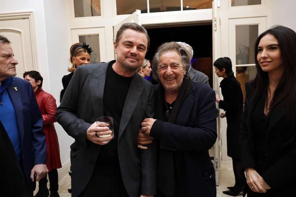 Leonardo DiCaprio and Al Pacino seen at a Celebration in Honor of 'One Battle After Another' hosted by Mike and Irena Medavoy, Pam Abdy and Mike De Luca on December 04, 2025 in Los Angeles, California.