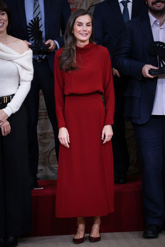 MADRID, SPAIN - NOVEMBER 06: Queen Letizia of Spain attends the National Innovation and Design Awards Ceremony 2024 and 2025 at Palacio de El Pardo on November 06, 2025 in Madrid, Spain. (Photo by Paolo Blocco/WireImage)
