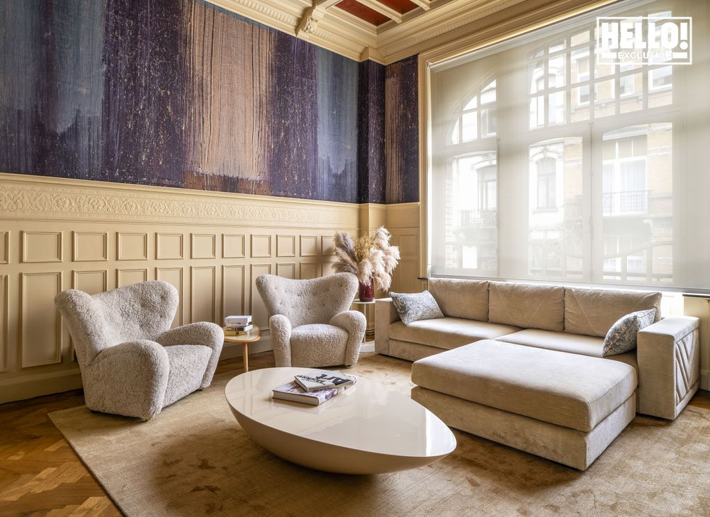 Victoria-Maria Geyer's Brussels home with cream pannelled wall and large window