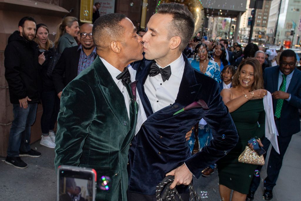 Don Lemon and Tim Malone are seen after getting married on April 6, 2024 in New York, New York