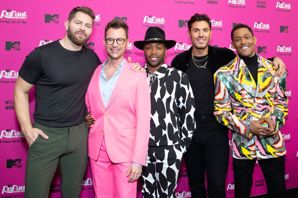 NEW YORK, NEW YORK - JANUARY 05: Jaymes Vaughan, Brad Goreski, Todrick Hall, Joey Zauzig and Curtis Hamilton attend the 'RuPaul's Drag Race Season 15 Premiere' at Conrad New York on January 05, 2023 in New York City. (Photo by Santiago Felipe/Getty Images)