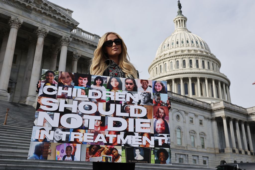 Paris Hilton posed for photographs outside the U.S. Capitol on the day the House of Representatives were set to vote on The Stop Institutional Child Abuse Act