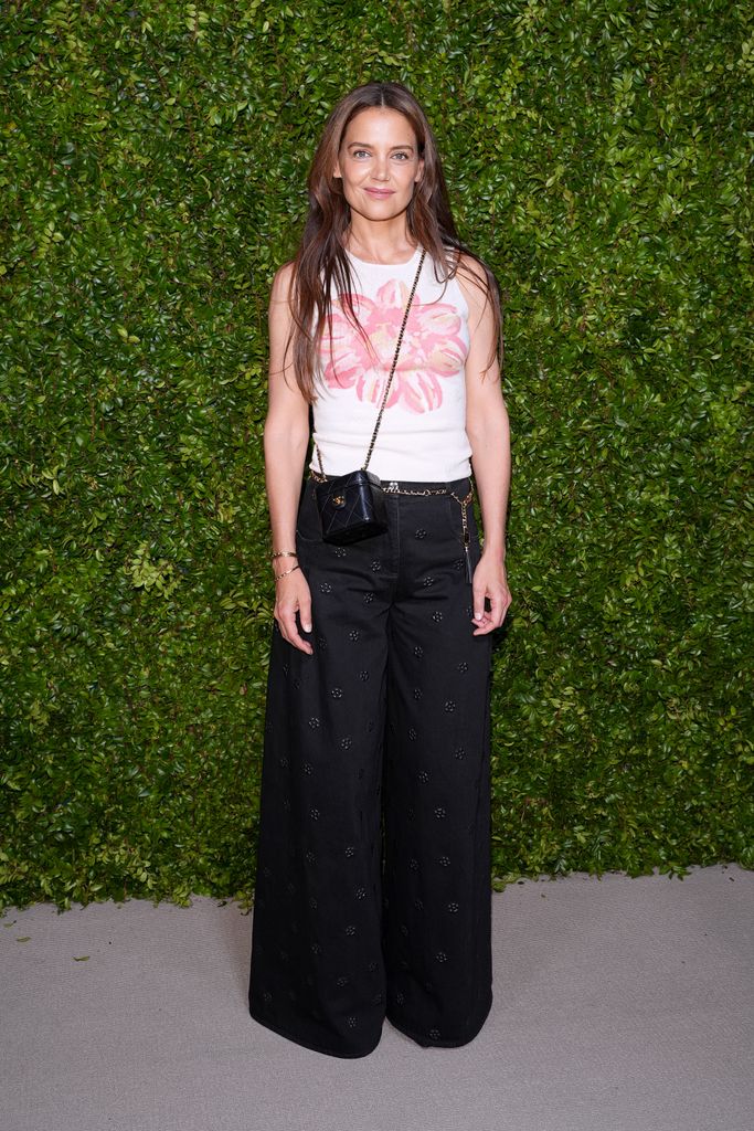 Katie Holmes, wearing CHANEL, attends the CHANEL Tribeca Festival Women's Lunch to celebrate the THROUGH HER LENS Program at The Greenwich Hotel on June 07, 2024 in New York City. (Photo by Sean Zanni/WireImage)