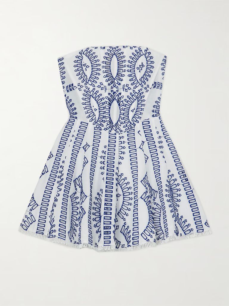 Zannick strapless broderie anglaise cotton-blend mini dress