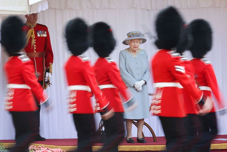 queen watches parade