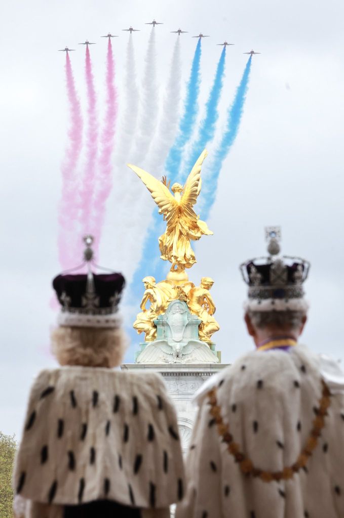 King Charles and Queen Camilla were photographed by royal photographer Chris Jackson from inside the palace