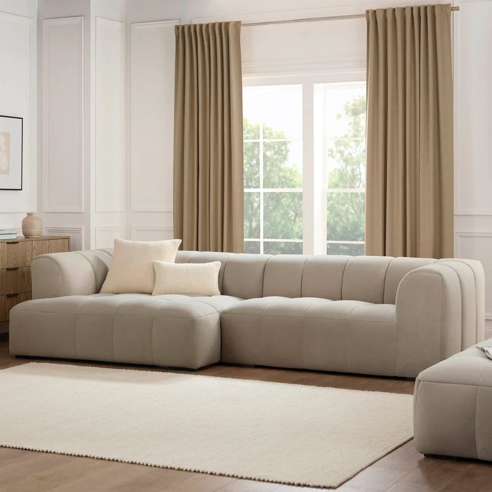 Dusk Manhattan Left Hand Large Chaise Sofa - Stone