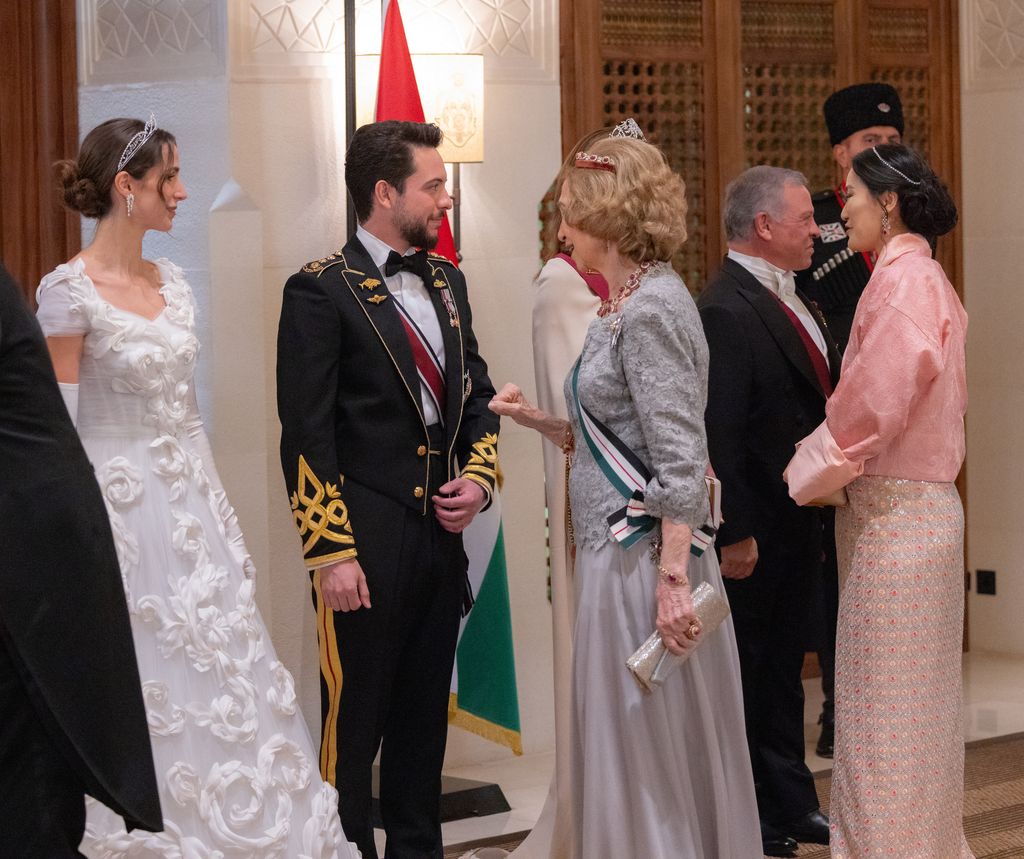 Princess Rajwa changed into a second wedding dress for the banquet dinner