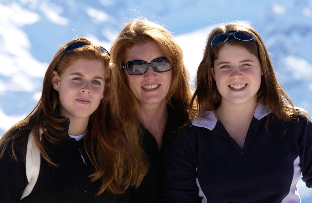 Sarah, Duchess Of York, With Her Daughters, Princess Beatrice And Princess Eugenie Enjoying A Ski-ing Holiday Together In Verbier