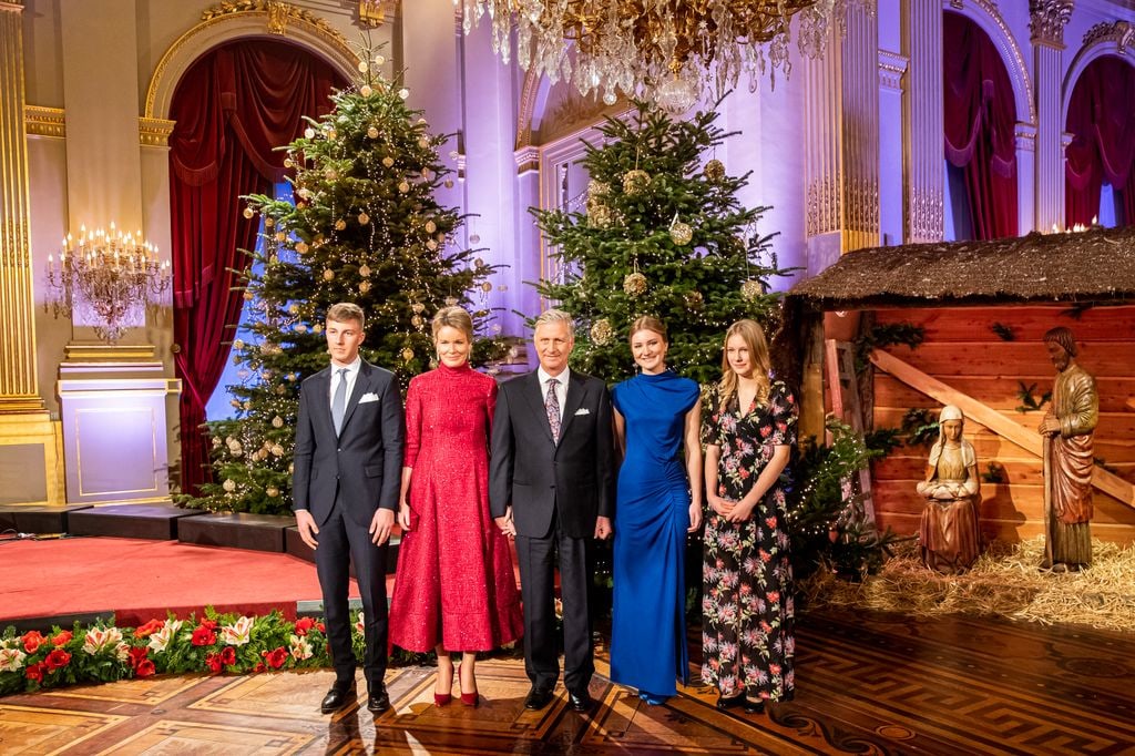 Prince Emmanuel of Belgium, Queen Mathilde of Belgium, King Philippe of Belgium, Princess Elisabeth of Belgium and Princess Eleonore of Belgium attend the Christmas concert in 2022 