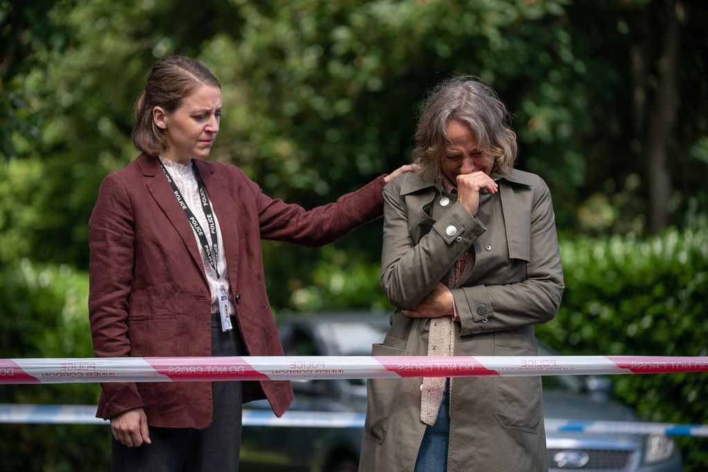 Gemma Whelan as DS Sarah Collins and Niamh Cusack as Claire Mills in The Tower
