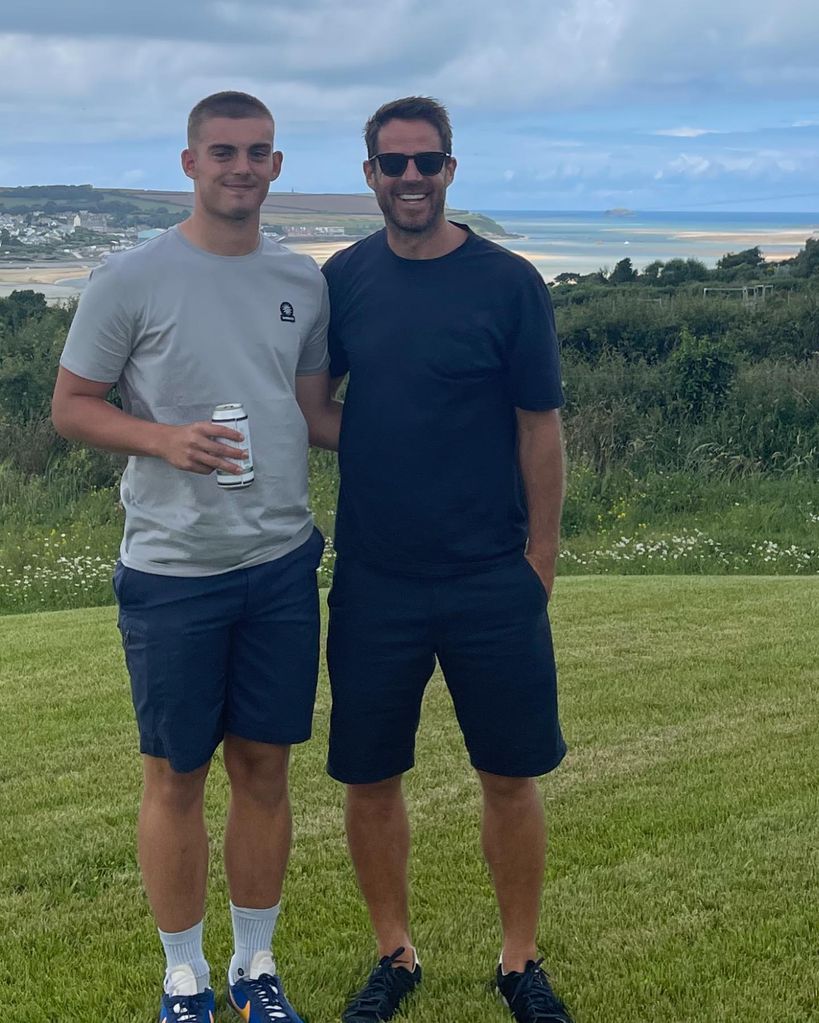 Jamie Redknapp with his son Charley at the beach