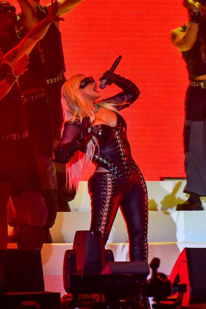 Christina Aguilera performs at Usher's Lovers & Friends Music Festival in Las Vegas