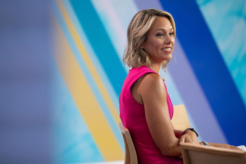 Dylan Dreyer in the NBC studios wearing a pink dress 