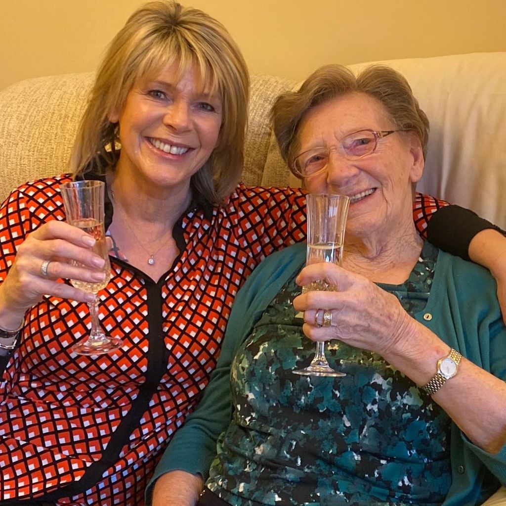 Ruth Langsford with her mum Joan cheersing with champagne flutes