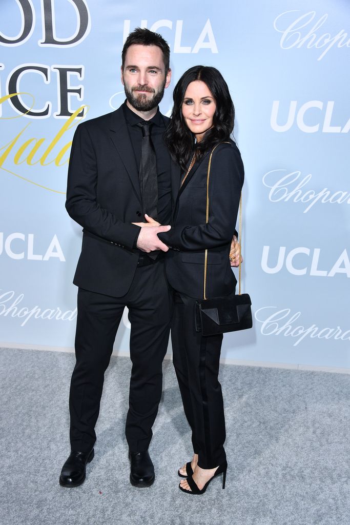(L-R) Johnny McDaid and Courteney Cox arrive at the 2019 Hollywood For Science Gala at Private Residence