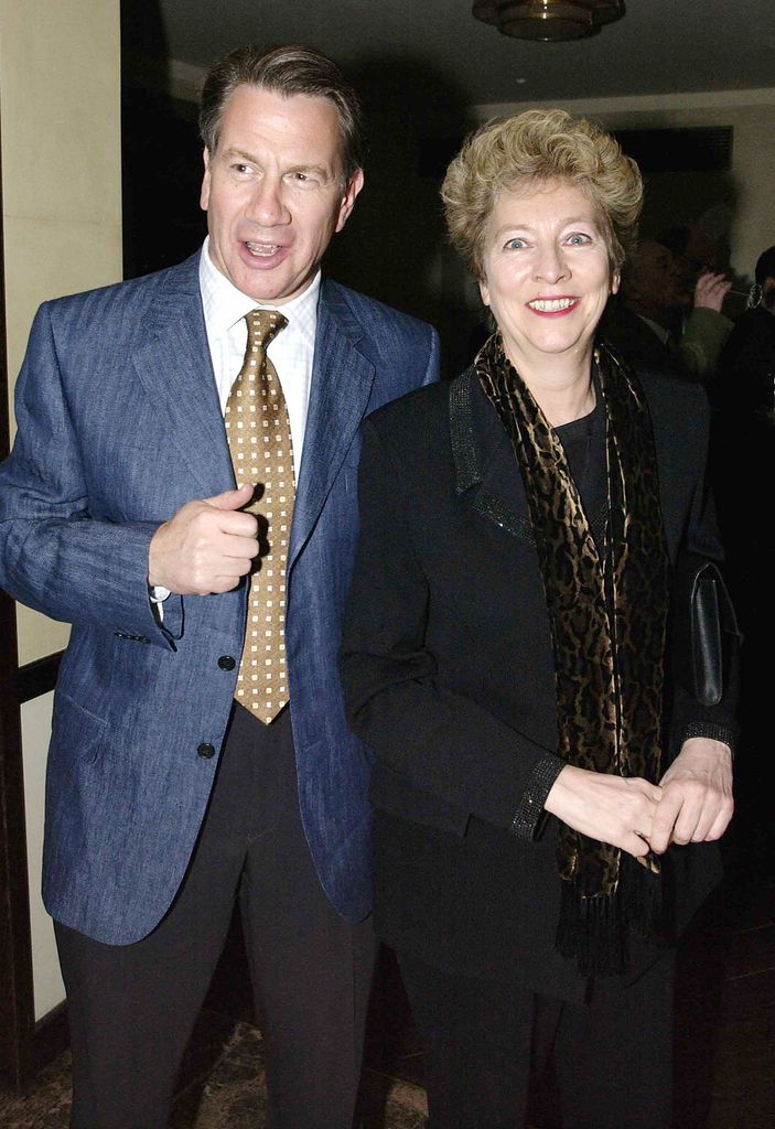 Michael Portillo with his wife Carolyn Eadie pose for photo at pre-dinner reception hosted by Tatler at Floriana, Beauchamp Place in 2003