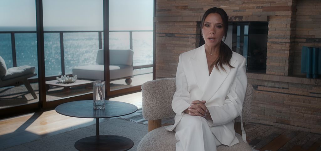 Victoria Beckham white suit in netflix documentary