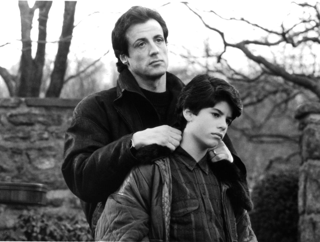 Sylvester Stallone and his son actor Sage Stallone on set of the MGM/UA movie Rocky V in 1990