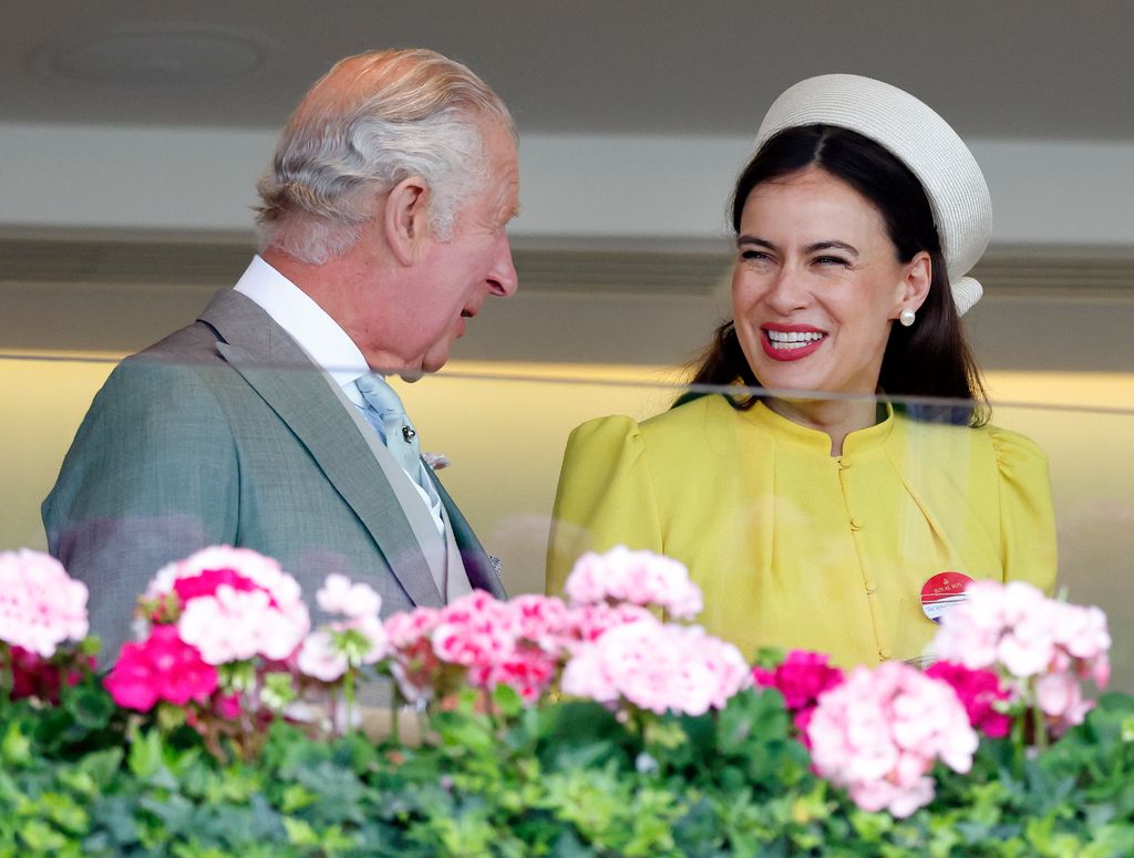 King Charles III and Lady Sophie Windsor watch the racing from the Royal Box as they attend day 5 of Royal Ascot 2023 at Ascot Racecourse on June 24, 2023 in Ascot, England.