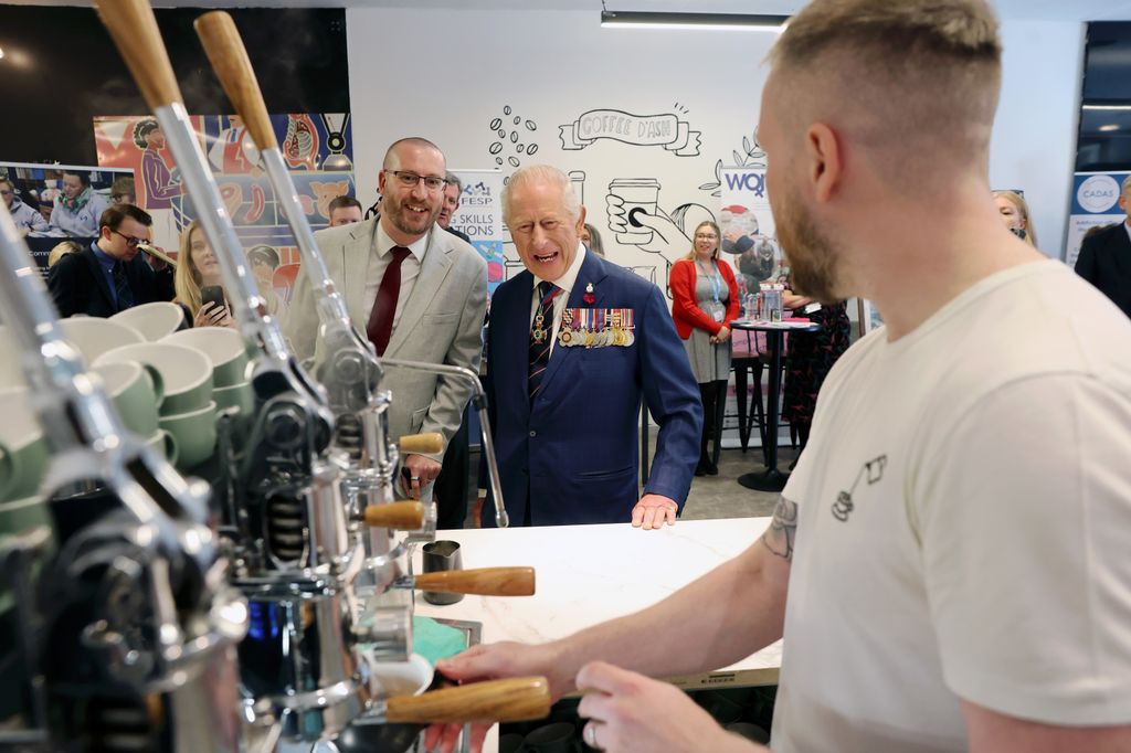 Ash Holroyd making drink at barista station for King Charles
