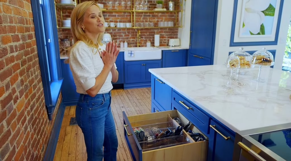 Reese shows how organized her kitchen drawers are