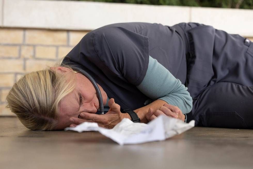 Katherine LaNasa in a scene from The Pitt