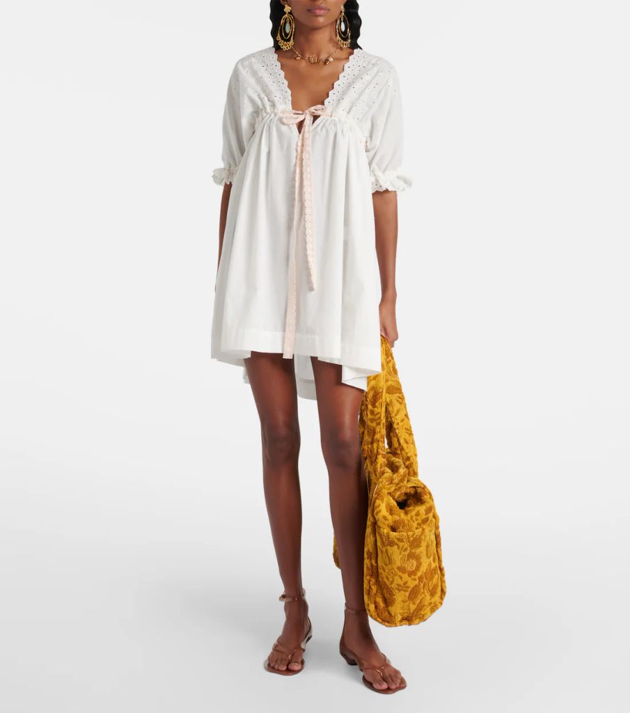 Broderie Anglaise Cotton-Blend Minidress BY CHLOE