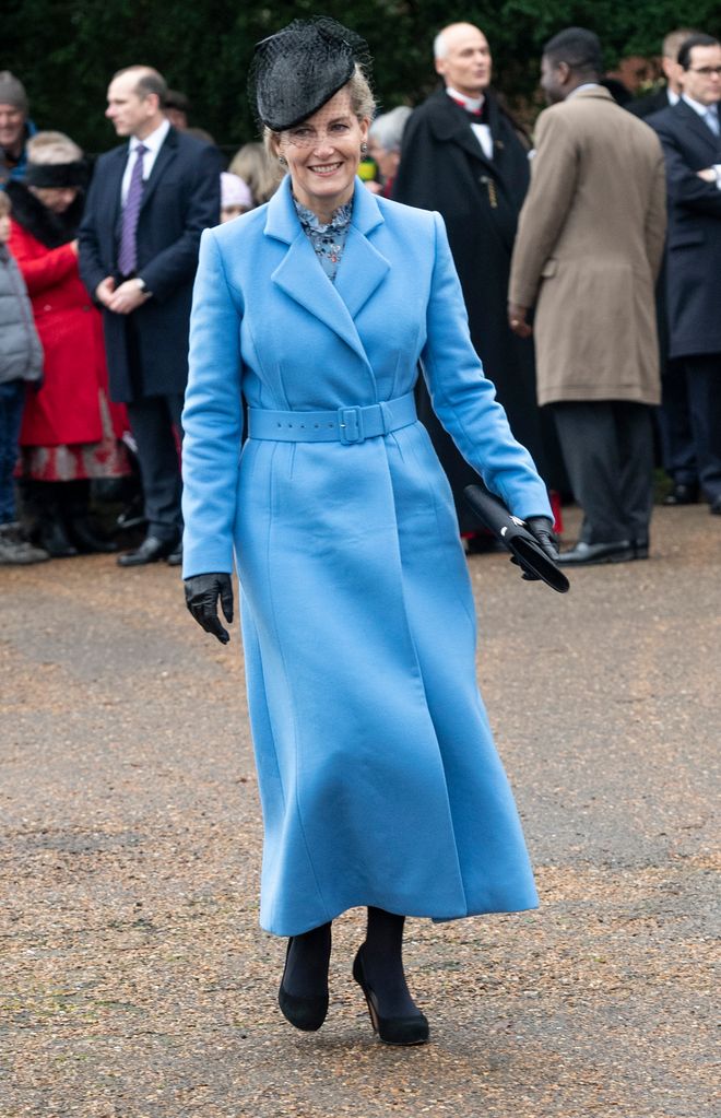 Sophie in blue coat on Christmas Day