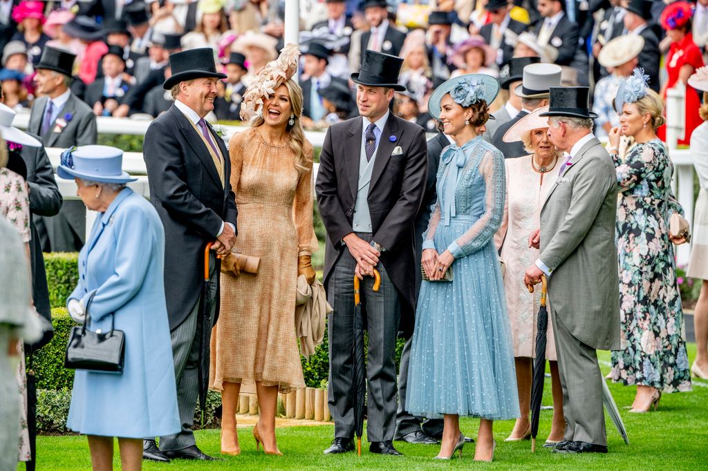 Queen Maxima and Princess Kate with willem-alexander and william at ascot