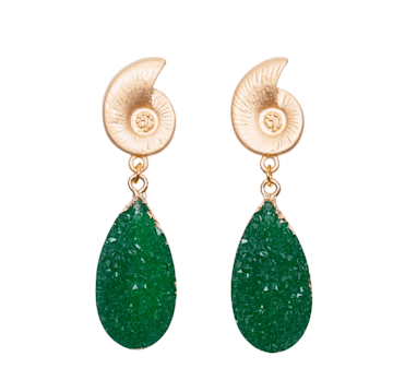 Emerald Shell Earrings - Beaches & Cream