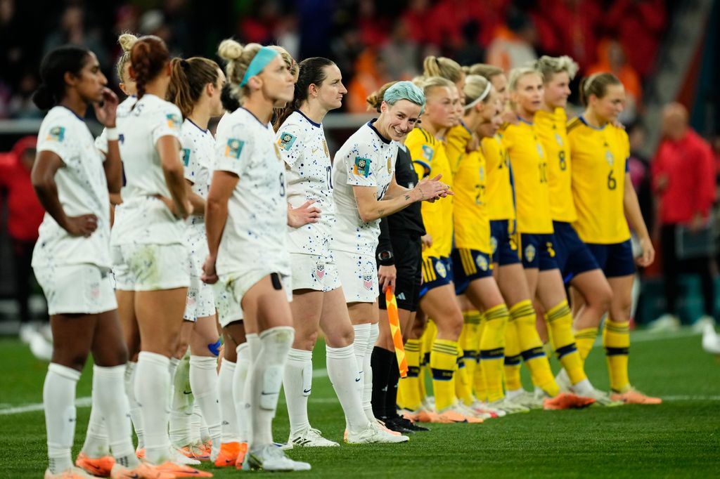 Megan Rapinoe of USA and OL Reign before the penalty shootout during the FIFA Women's World Cup on August 6, 2023 in Melbourne, Australia