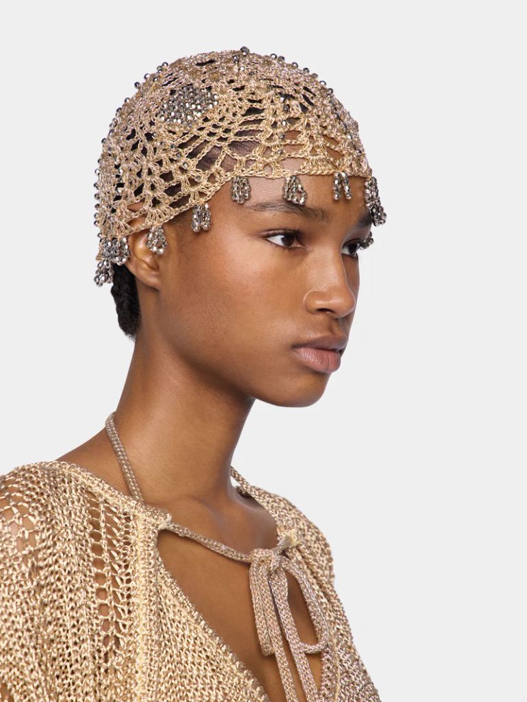 Crochet hat with beads