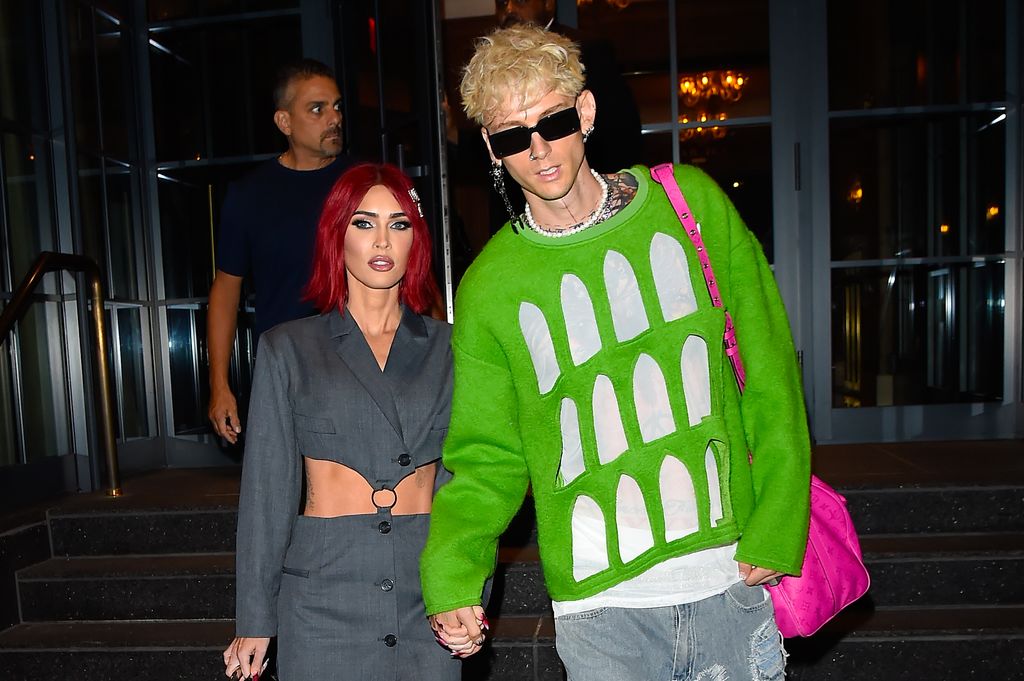 NEW YORK, NEW YORK - SEPTEMBER 06: Megan Fox (L) and Machine Gun Kelly are seen in Tribeca on September 06, 2023 in New York City. (Photo by Raymond Hall/GC Images)