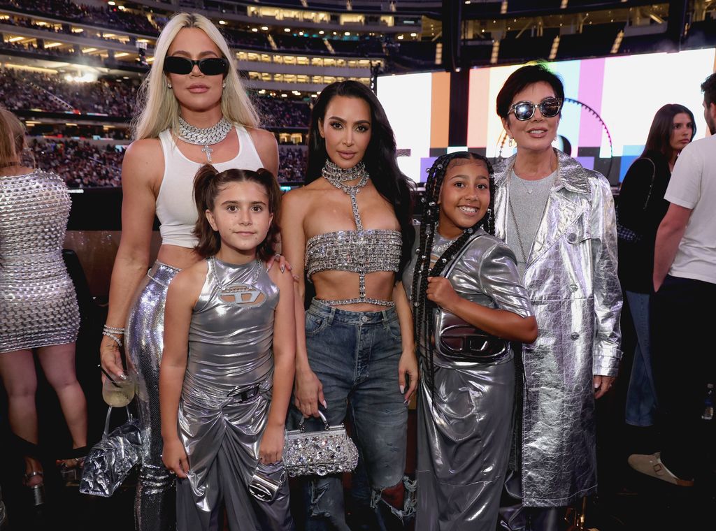 KhloÃ© Kardashian, Penelope Disick, Kim Kardashian, North West and Kris Jenner attend the "RENAISSANCE WORLD TOUR" at SoFi Stadium on September 04, 2023 in Inglewood, California