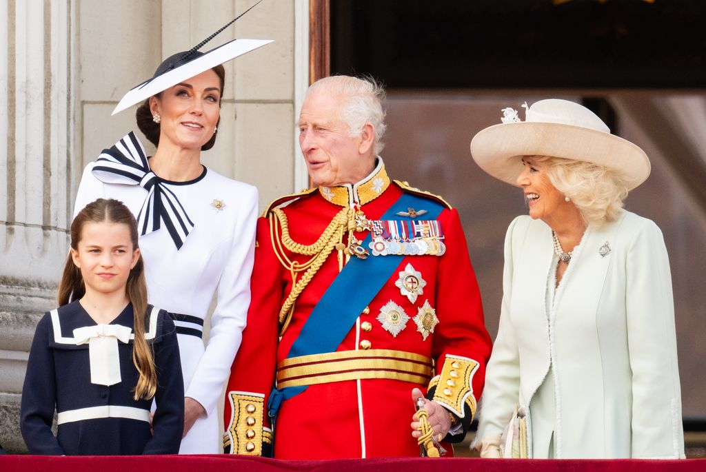 Kate on balcony with Charles and Camilla 