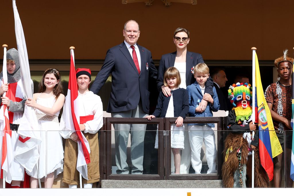 Prince Albert with Princess Charlene and their children