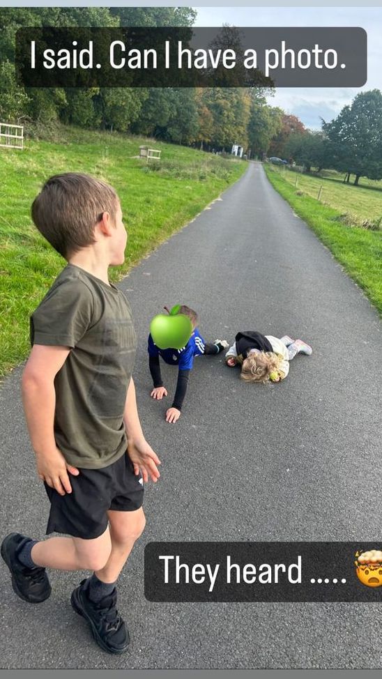 Helen Skelton's three kids on a walk in the countryside