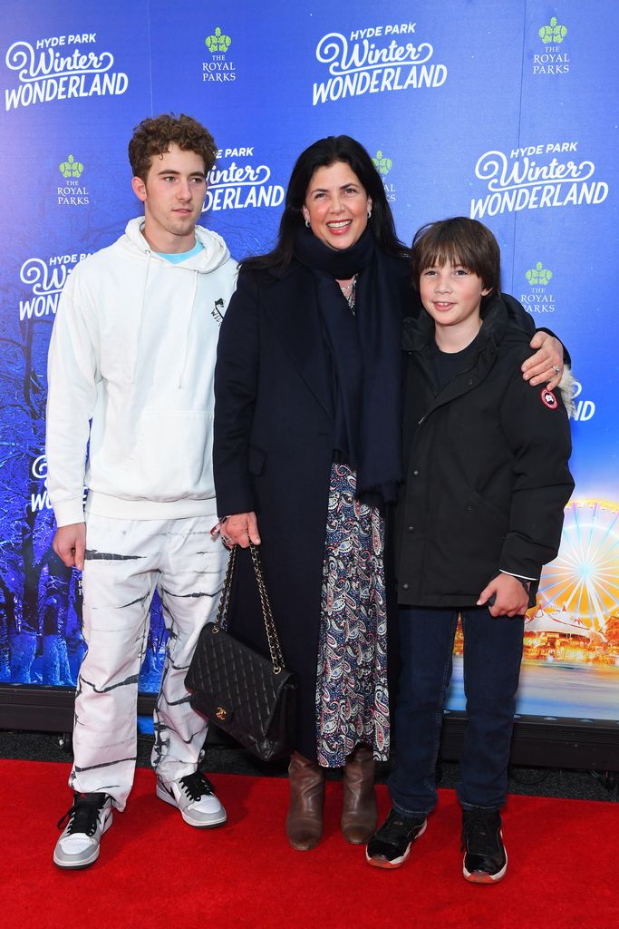 Kirstie Allsopp (C) and her sons attend the VIP Preview evening of Hyde Park Winter Wonderland at Hyde Park