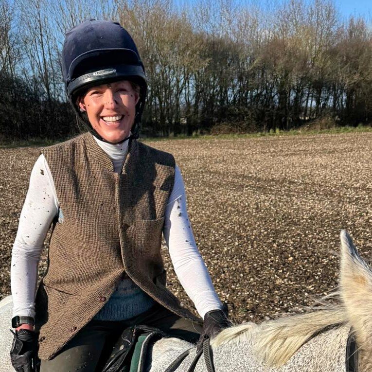 Marina Fogle covered in mud during a horse ride