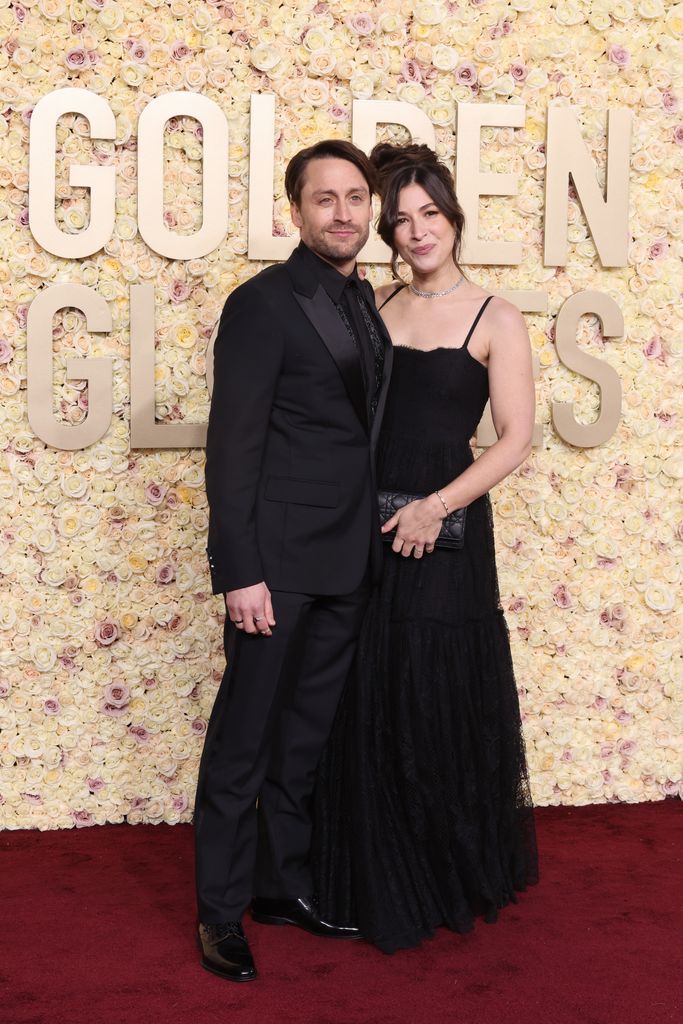 Kieran Culkin Jazz Charton attend the 81st Annual Golden Globe Awards at The Beverly Hilton on January 07, 2024 in Beverly Hills, California. 