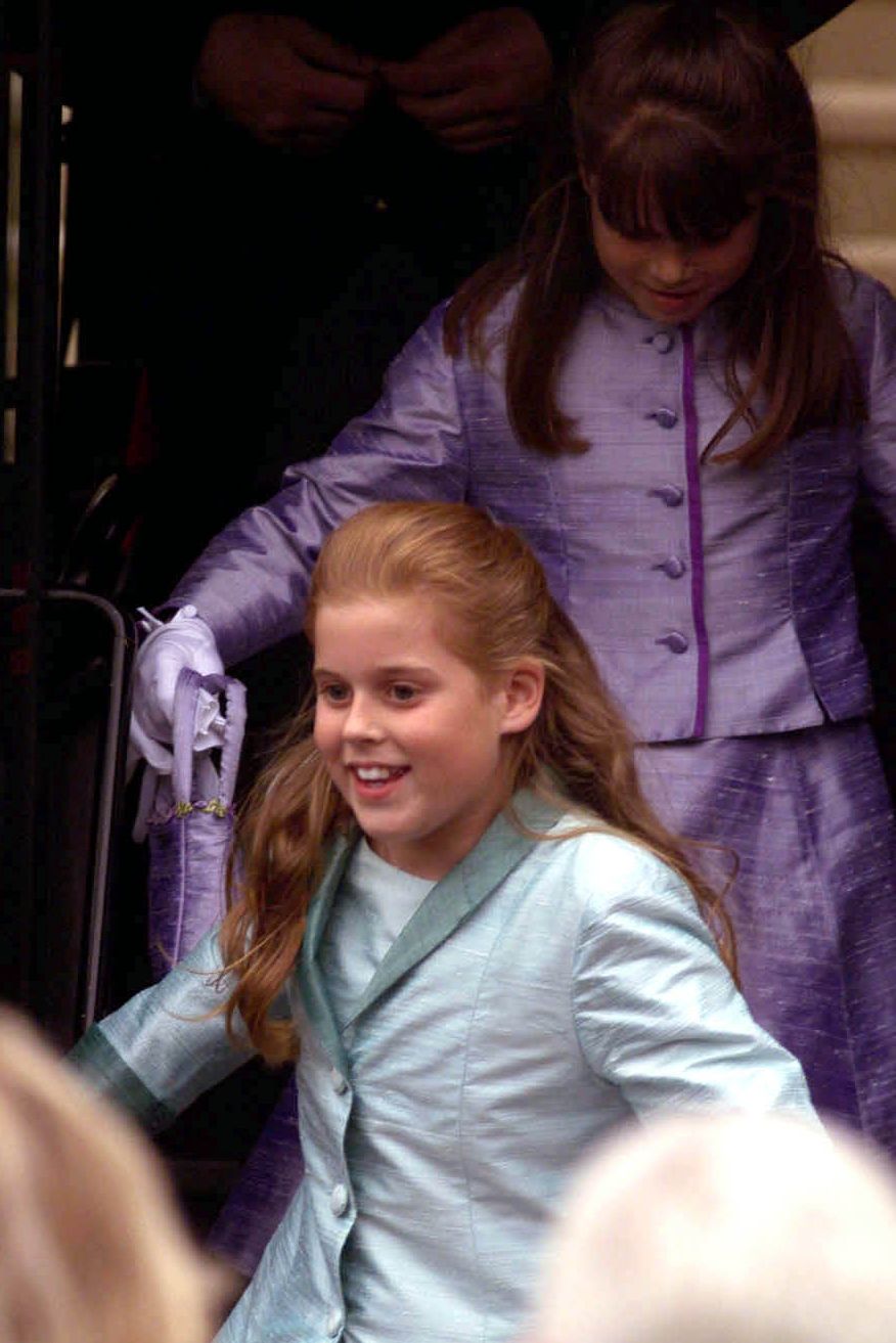 Princess Beatrice and her sister Princess Eugenie were pictured in their wedding guest dresses at St. George's Chapel