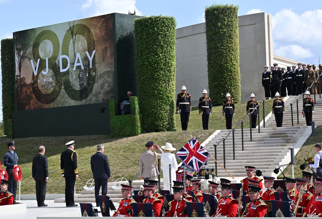 Royals standing in front of steps at National Arboretum