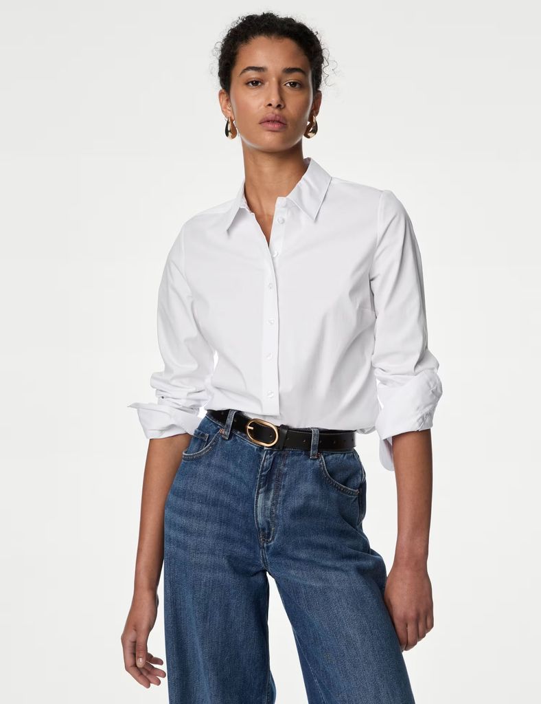 M&S Cotton Rich White Shirt