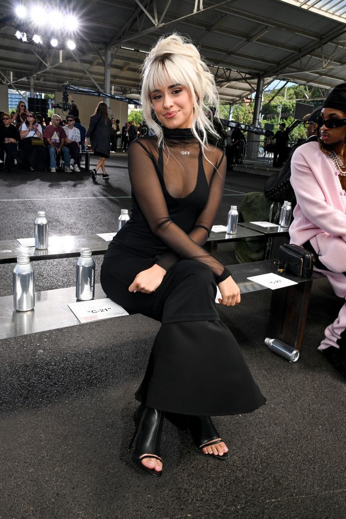 Camila Cabello at Off-White RTW Spring 2025 as part of New York Ready to Wear Fashion Week held at the Brooklyn Bridge Park on September 8, 2024 in New York, New York