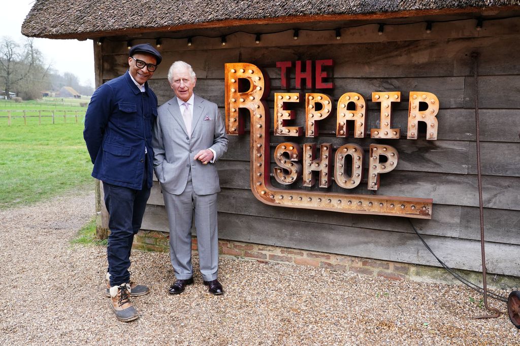 Jay Blades with the former Prince and Wales on The Repair Shop